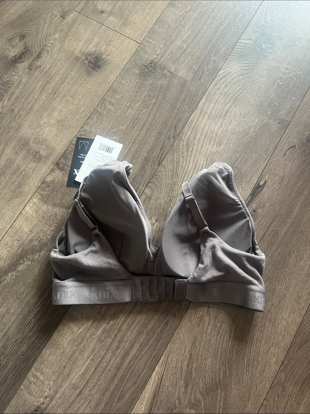 Knix Logo Modal Ribbed Bra Gray New Large - Picture 6 of 7